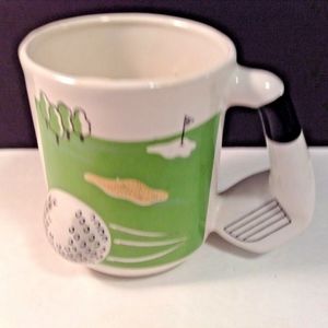 Golf Cup Mug 3D Emson Ball Club Handle white Green